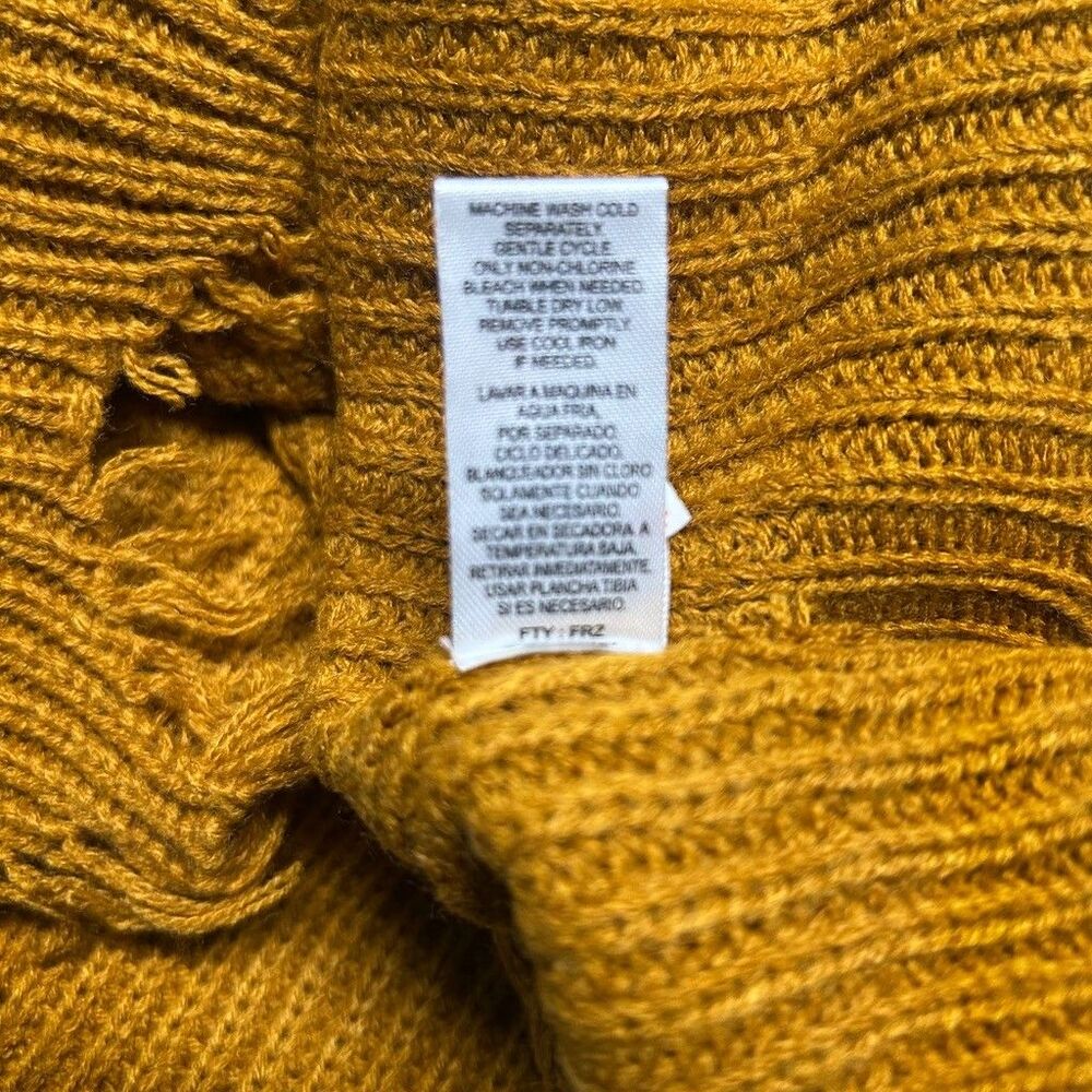 Full Circle Trends Mustard Yellow Distressed Cold Shoulder Sweater Womens 2X - Picture 10 of 10